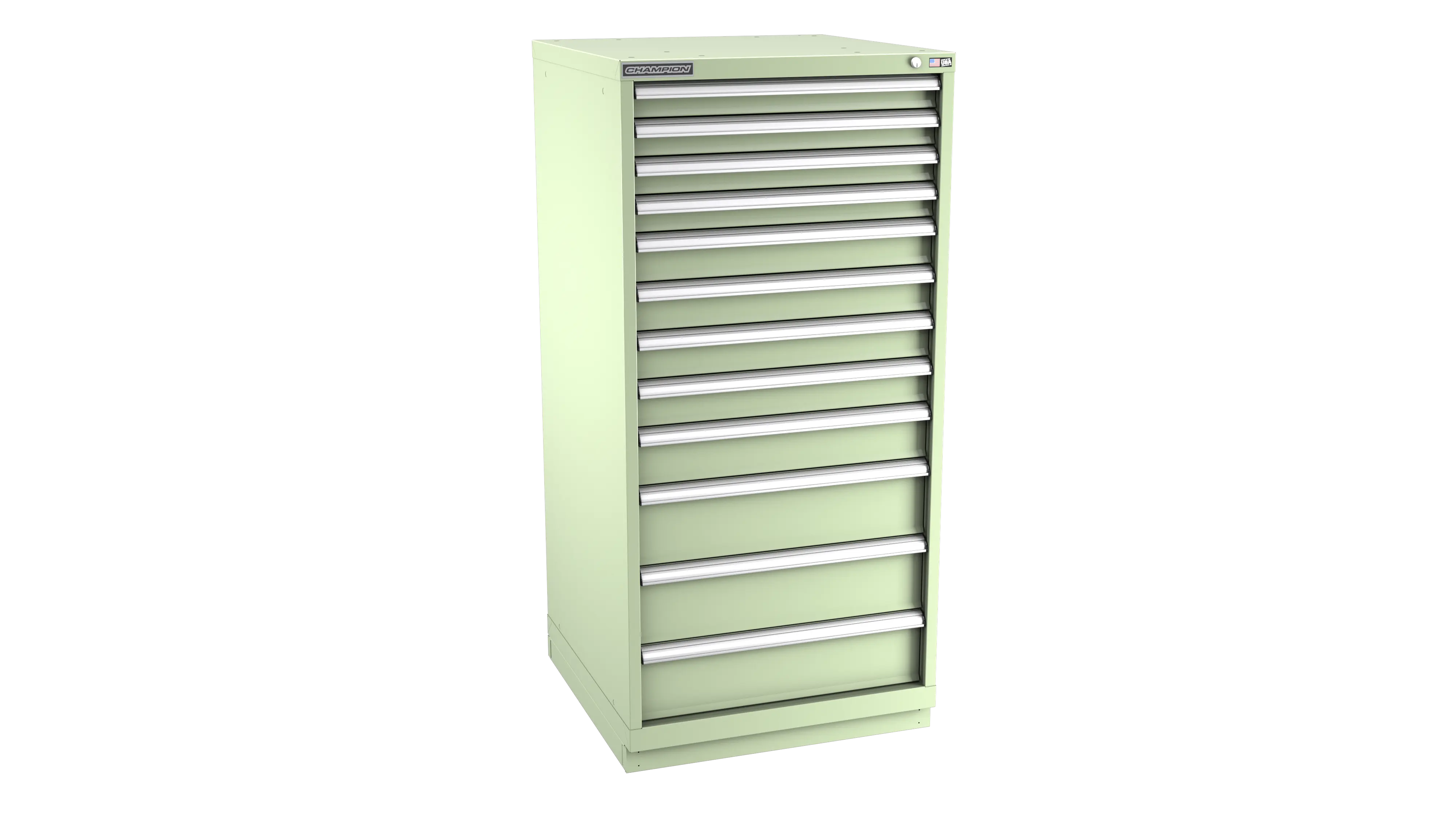 Champion Tool 12-Drawer Metal Modular Storage Cabinet with 208 Internal Compartments, 28-1/4 W x 59-1/2 H x 22-1/2 D in - CM SWS2700-1201-ILC-FTB Champion Tool Storage