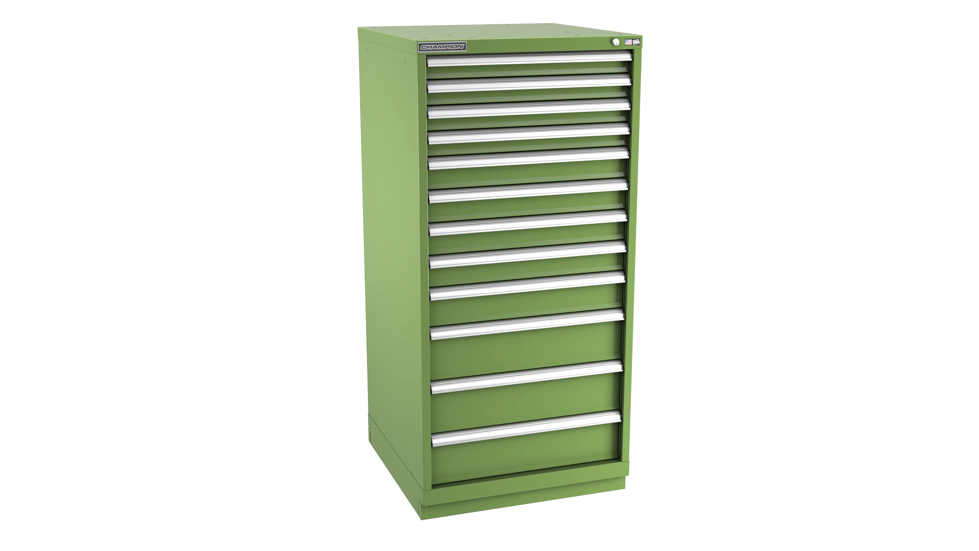 Champion Tool 12-Drawer Metal Modular Storage Cabinet with 208 Internal Compartments, 28-1/4 W x 59-1/2 H x 22-1/2 D in - CM SWS2700-1201-ILC-FTB Champion Tool Storage