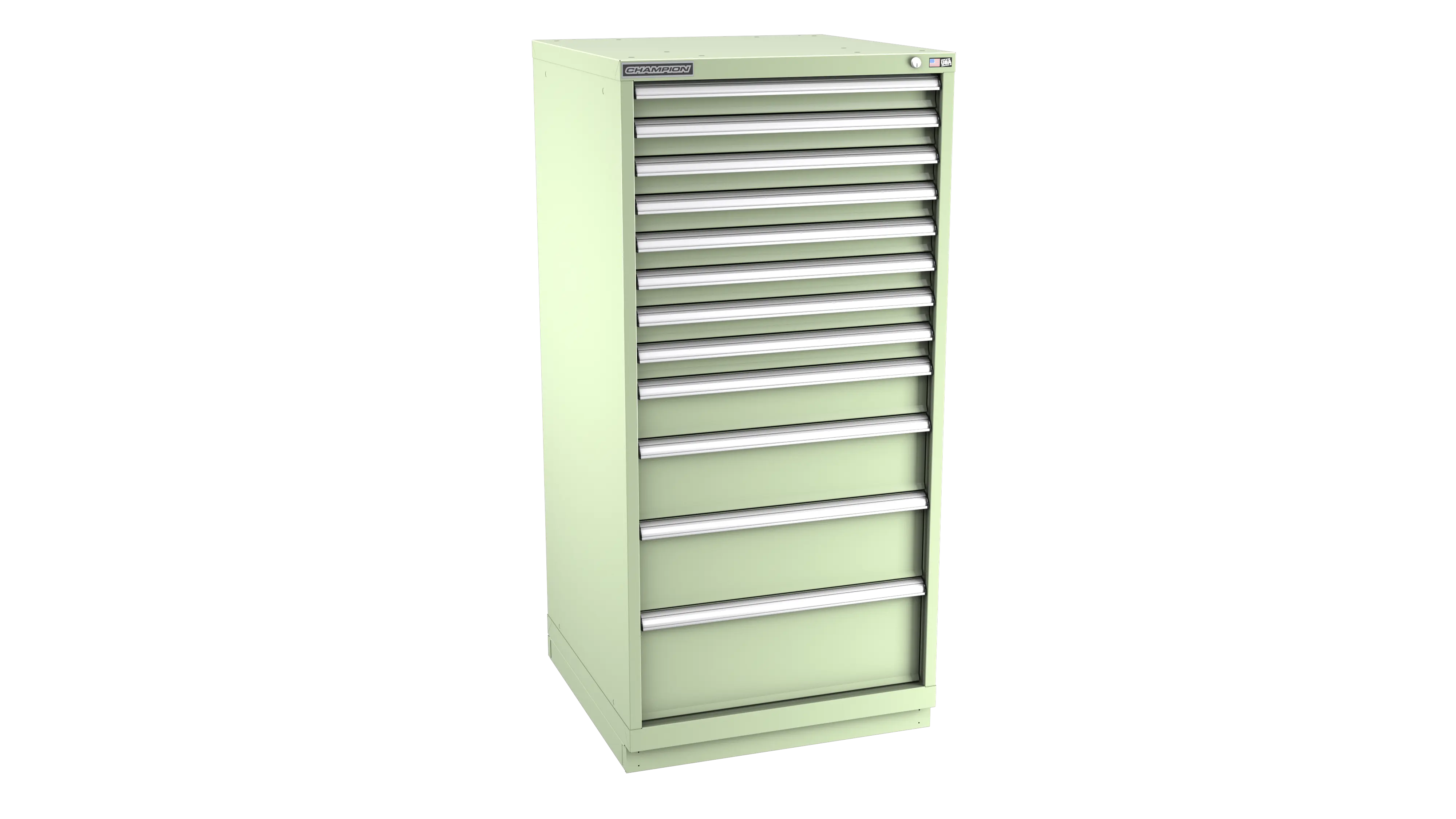 Champion Tool 12-Drawer Metal Modular Storage Cabinet with 204 Internal Compartments, 28-1/4 W x 59-1/2 H x 22-1/2 D in - CM SWS2700-1202-ILC-FTB Champion Tool Storage