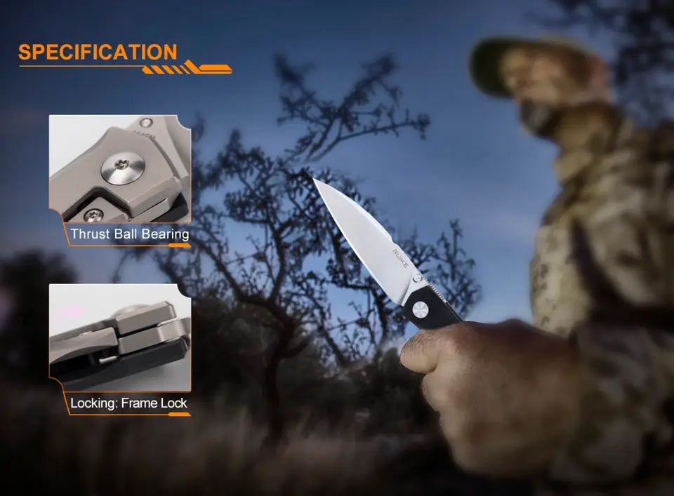 Fenix Ruike Folding Knife with Framelock Titanium Handle, Blade Length 74mm - F RK-M662TZ Fenix