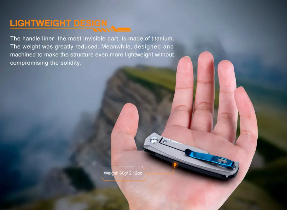 Fenix Ruike Folding Knife with Framelock Titanium Handle, Blade Length 74mm - F RK-M662TZ Fenix