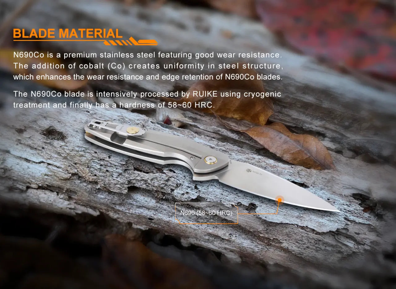 Fenix Ruike Folding Knife with Gray Titanium Handle - F RK-M105TZ Fenix