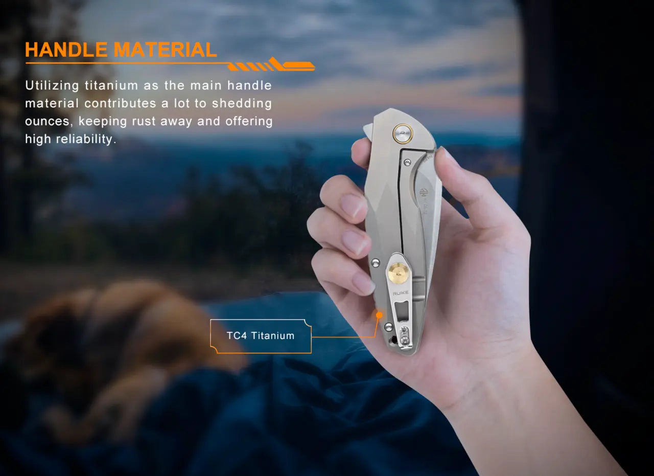 Fenix Ruike Folding Knife with Gray Titanium Handle - F RK-M105TZ Fenix