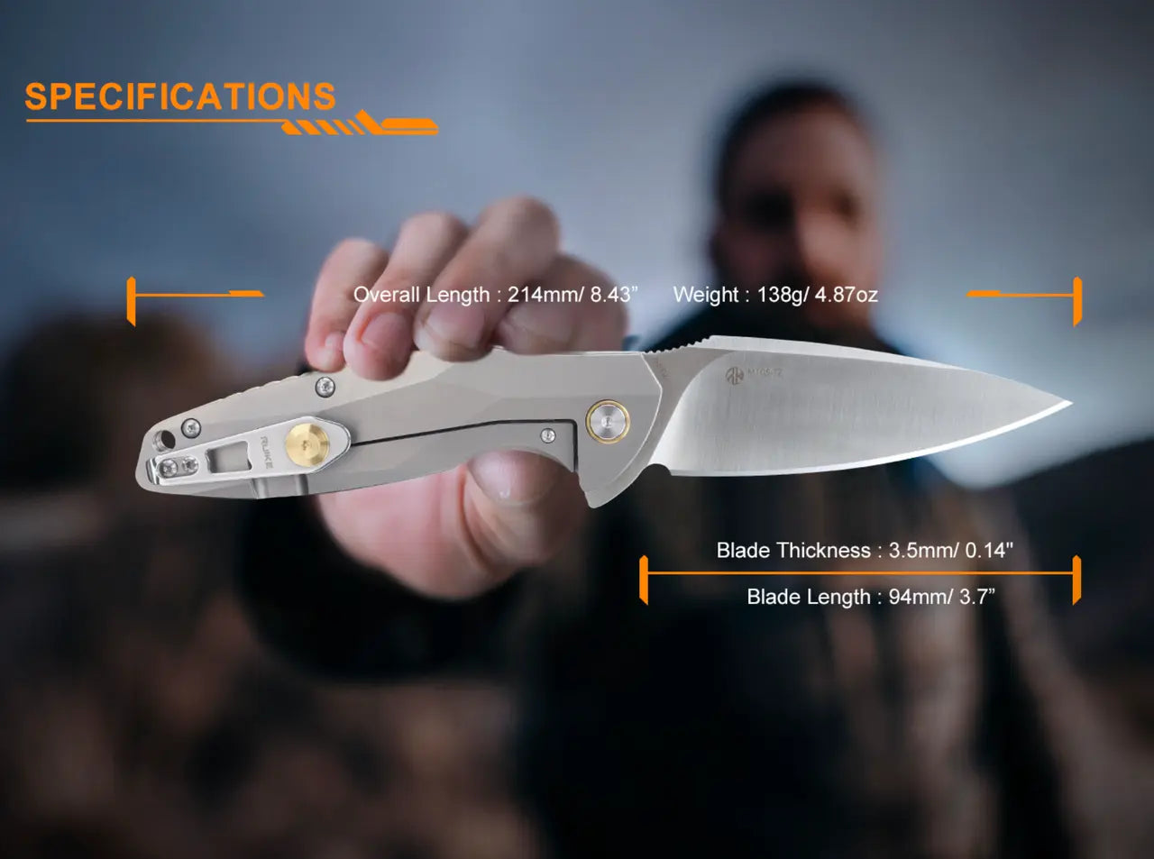Fenix Ruike Folding Knife with Gray Titanium Handle - F RK-M105TZ Fenix