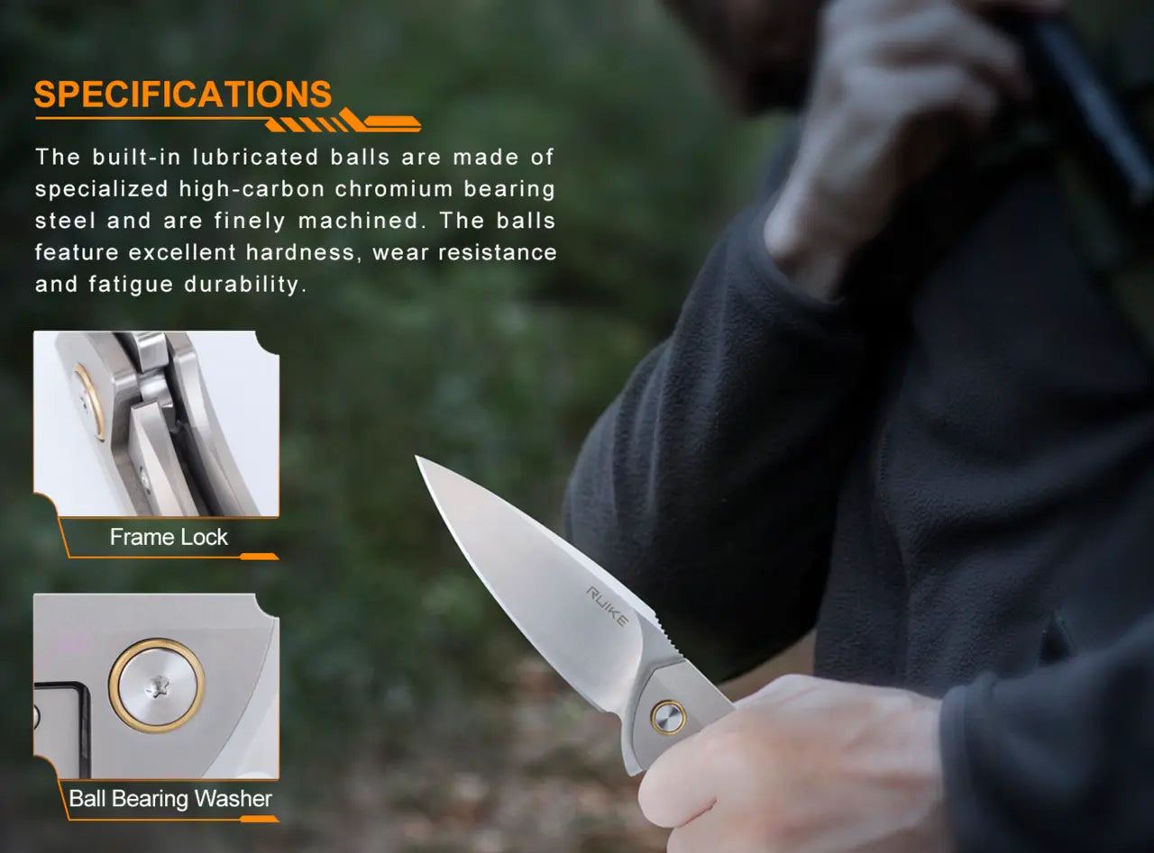 Fenix Ruike Folding Knife with Gray Titanium Handle - F RK-M105TZ Fenix