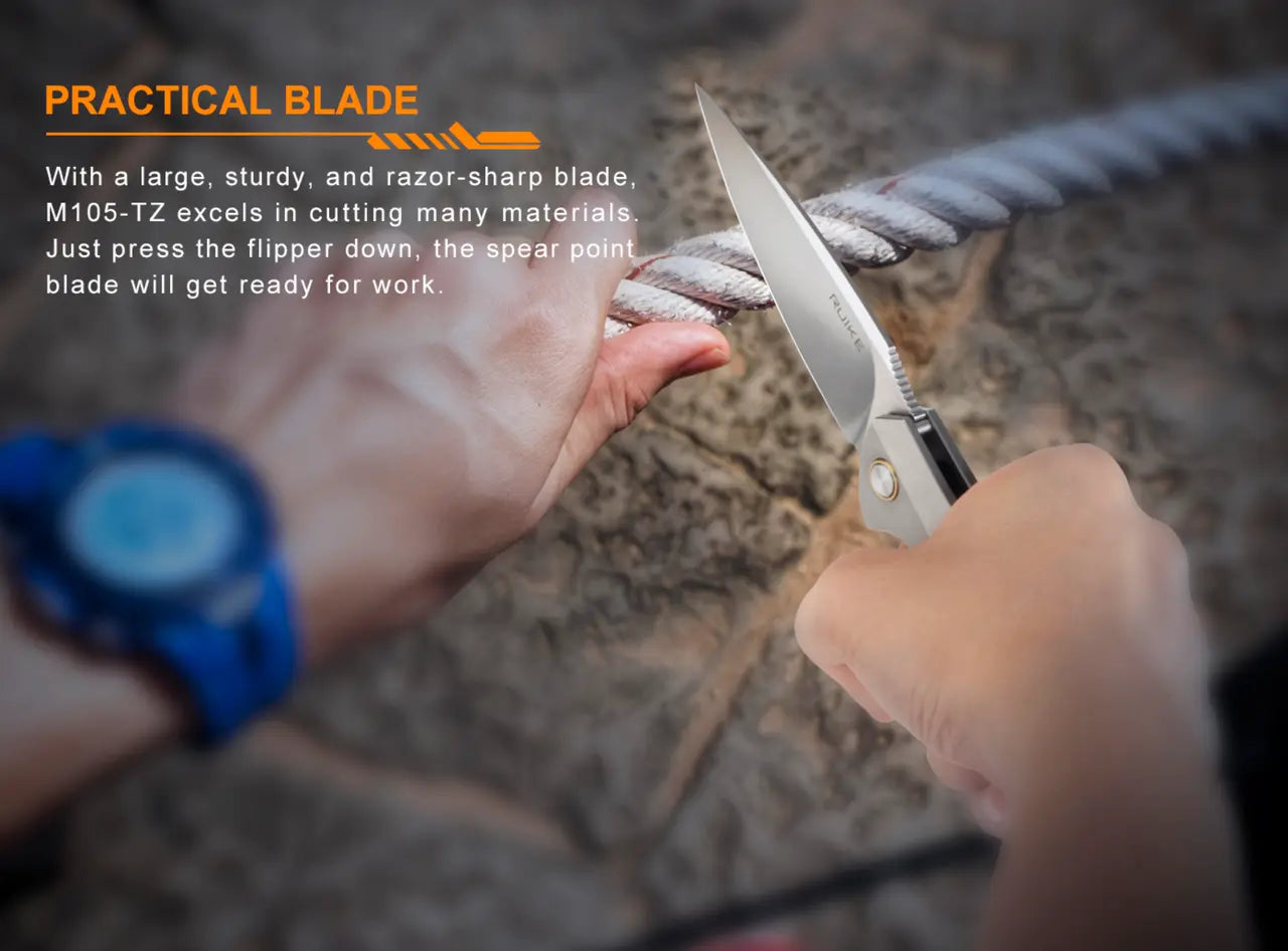 Fenix Ruike Folding Knife with Gray Titanium Handle - F RK-M105TZ Fenix