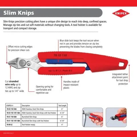 Knipex 6-1/4 in Slim Knips with Tool Holster - KN 78 61 150 V01 SBA 