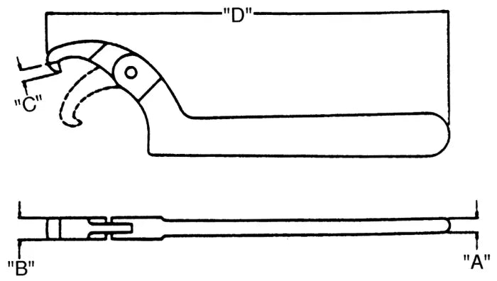 Wright Tool Black Industrial Adjustable Hook Spanner Wrench, 4-1/2 in - 6-1/4 in - WT 9633 Spanner Wrench Wright Tool
