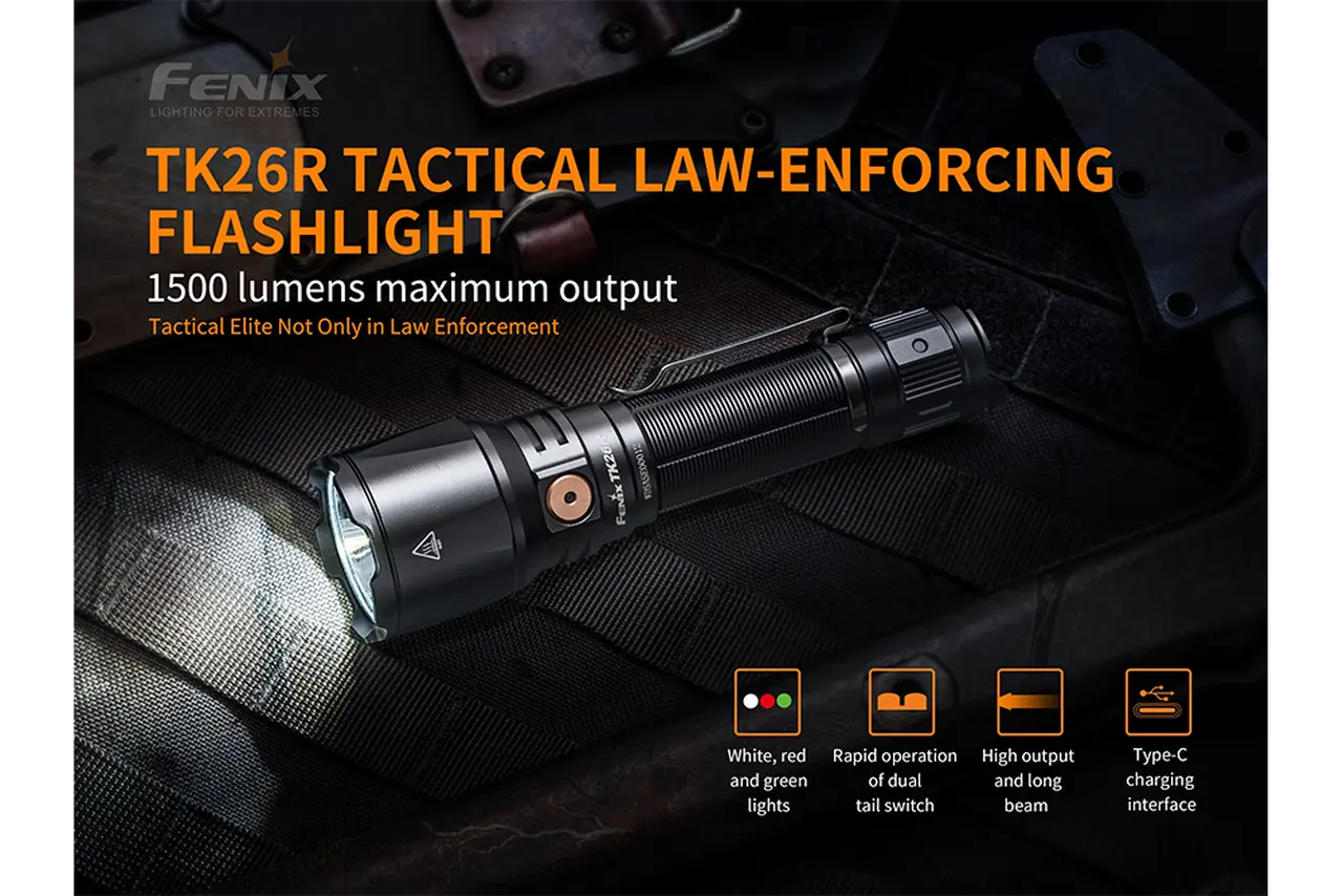 Fenix 1500 Lumen Tactical Rechargeable Flashlight - F FX-TK26R Fenix