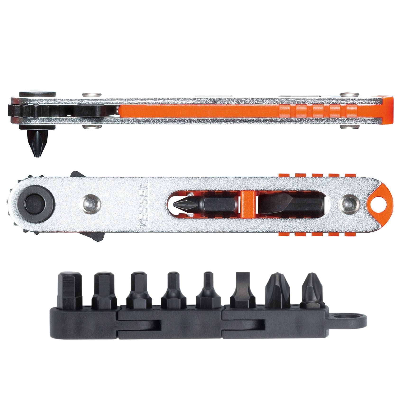 Vessel Tools Flat-Shaped Straight Ratchet Screwdriver with 11 Piece Bits - VL TX76U