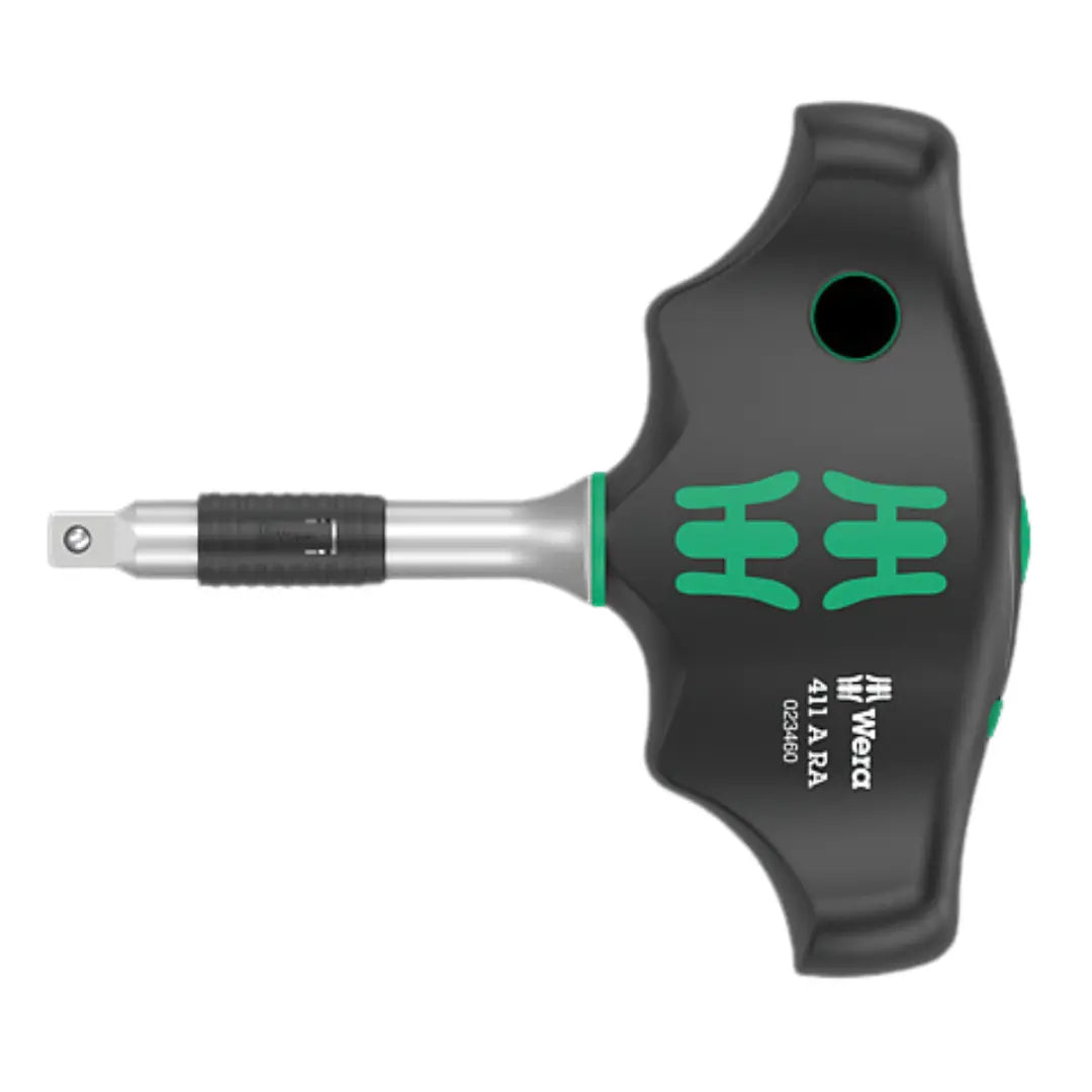 WERA 411 A RA T-handle adapter screwdriver with ratchet function, 1/4" Wera