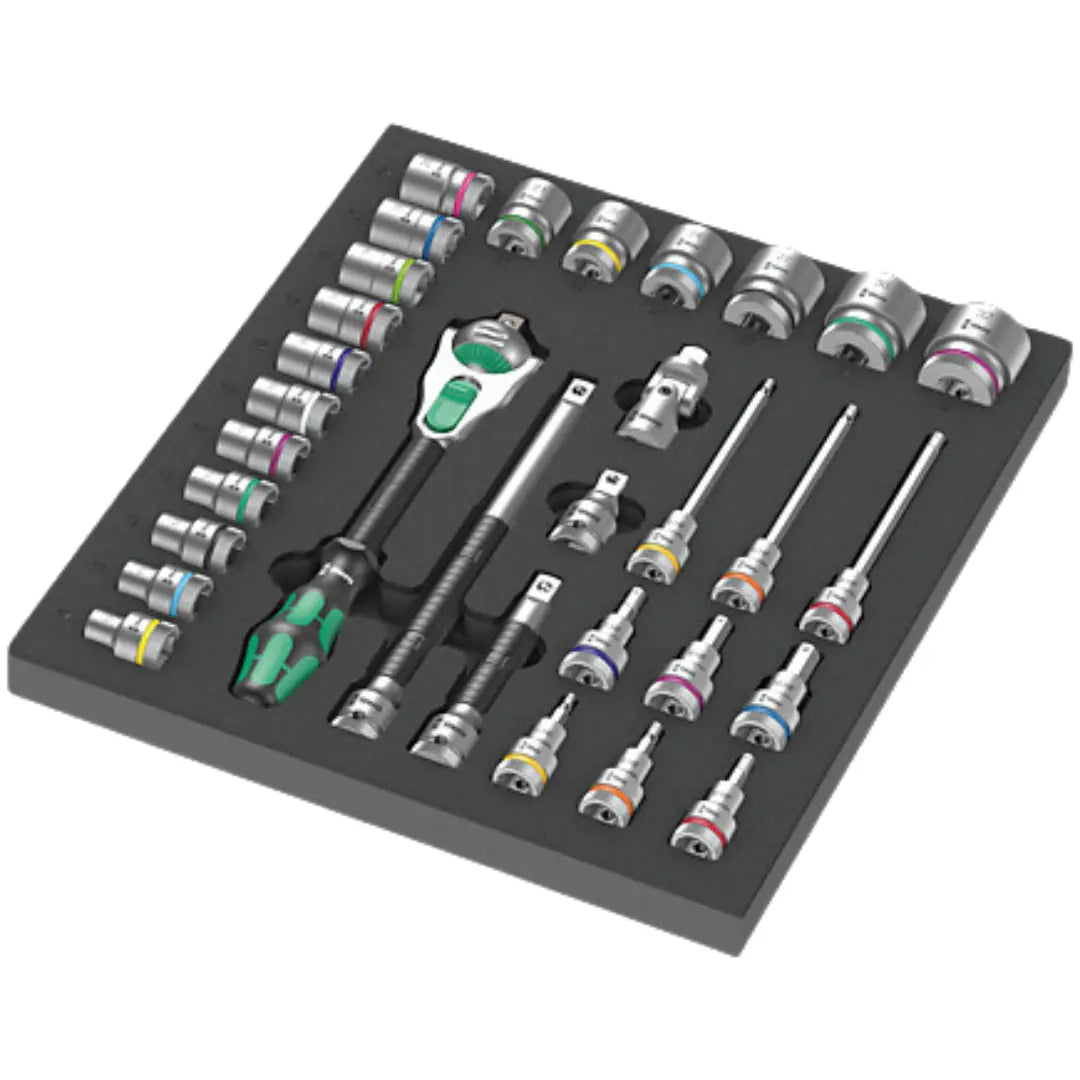 Wera 9722 8000 C 1 Set of 31 Zyklop 1/2 in Ratchet with Foam Insert - WE 05150112001 Wera