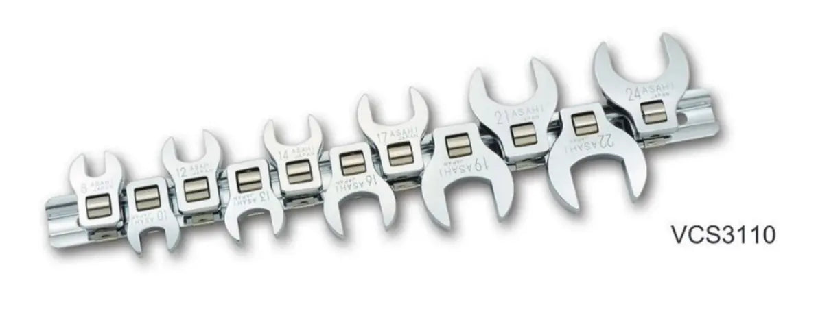 ASAHI 11Pcs VCS3 Crowfoot Wrench Set, Spanner Type - VCS3110
