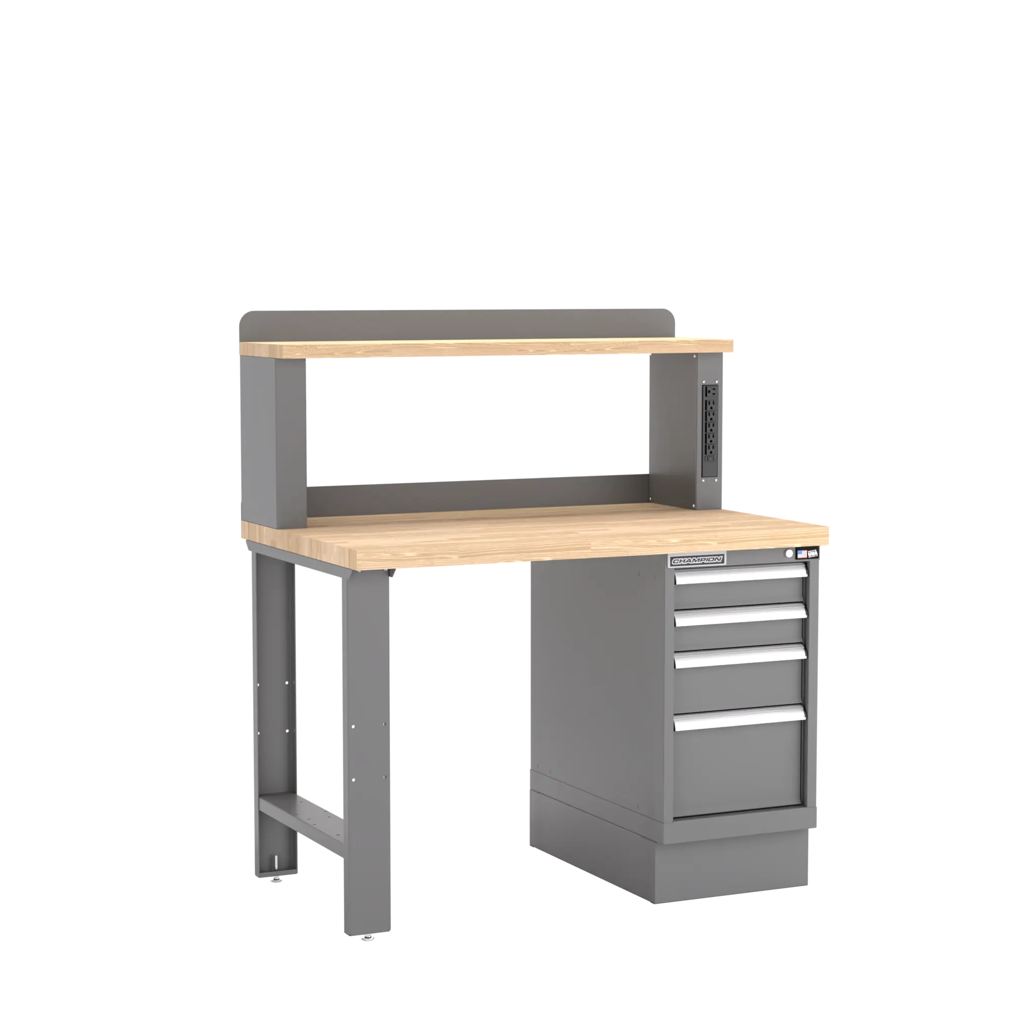 Champion Tool 12 Power Riser 4-Drawer Cabinet Workbench, 48 W x 35-1/4 H x 30 D in - CM WB202-B4830 Champion Tool Storage