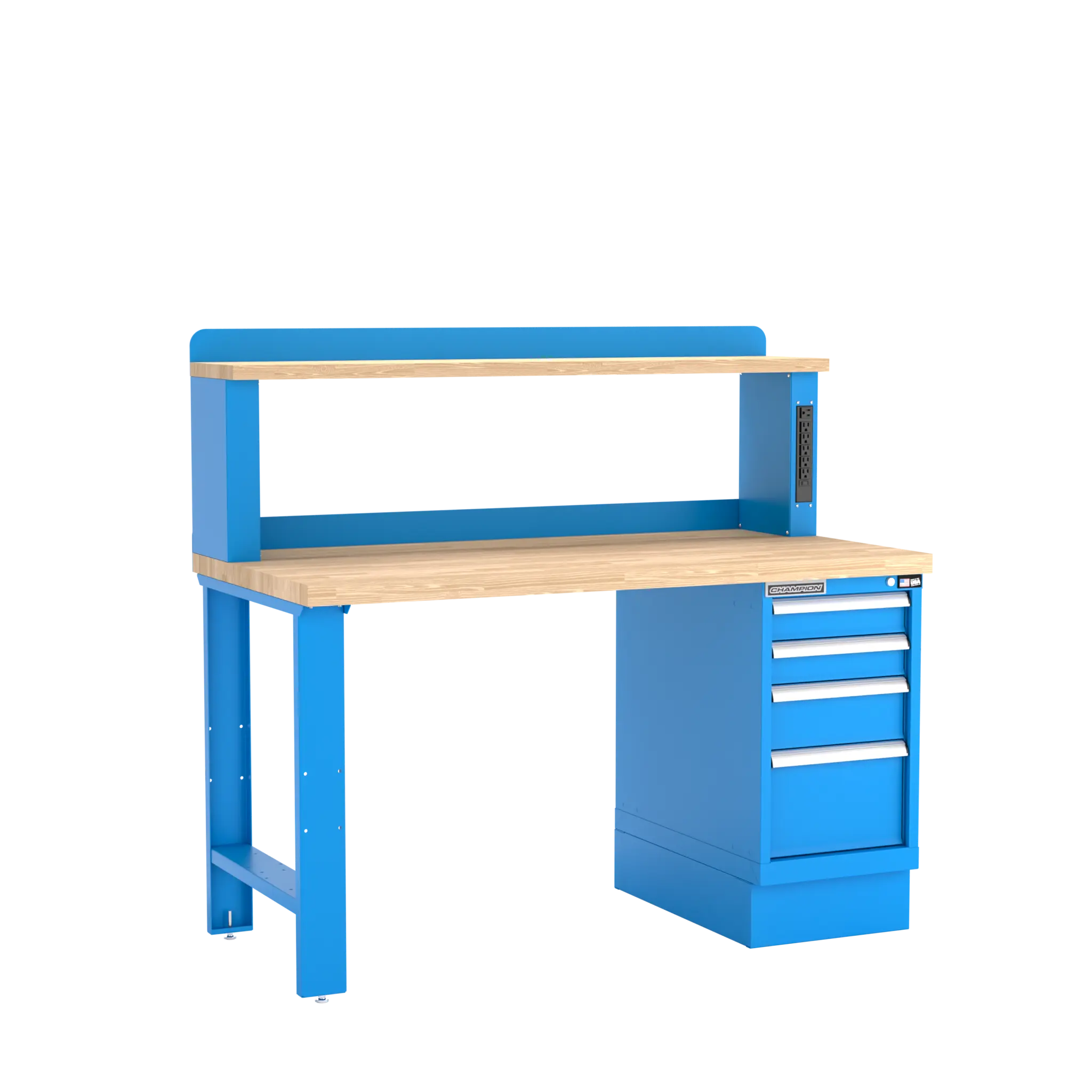 Champion Tool 12 Power Riser 4-Drawer Cabinet Workbench, 60 W x 35-1/4 H x 30 D in - CM WB202-B6030 Champion Tool Storage