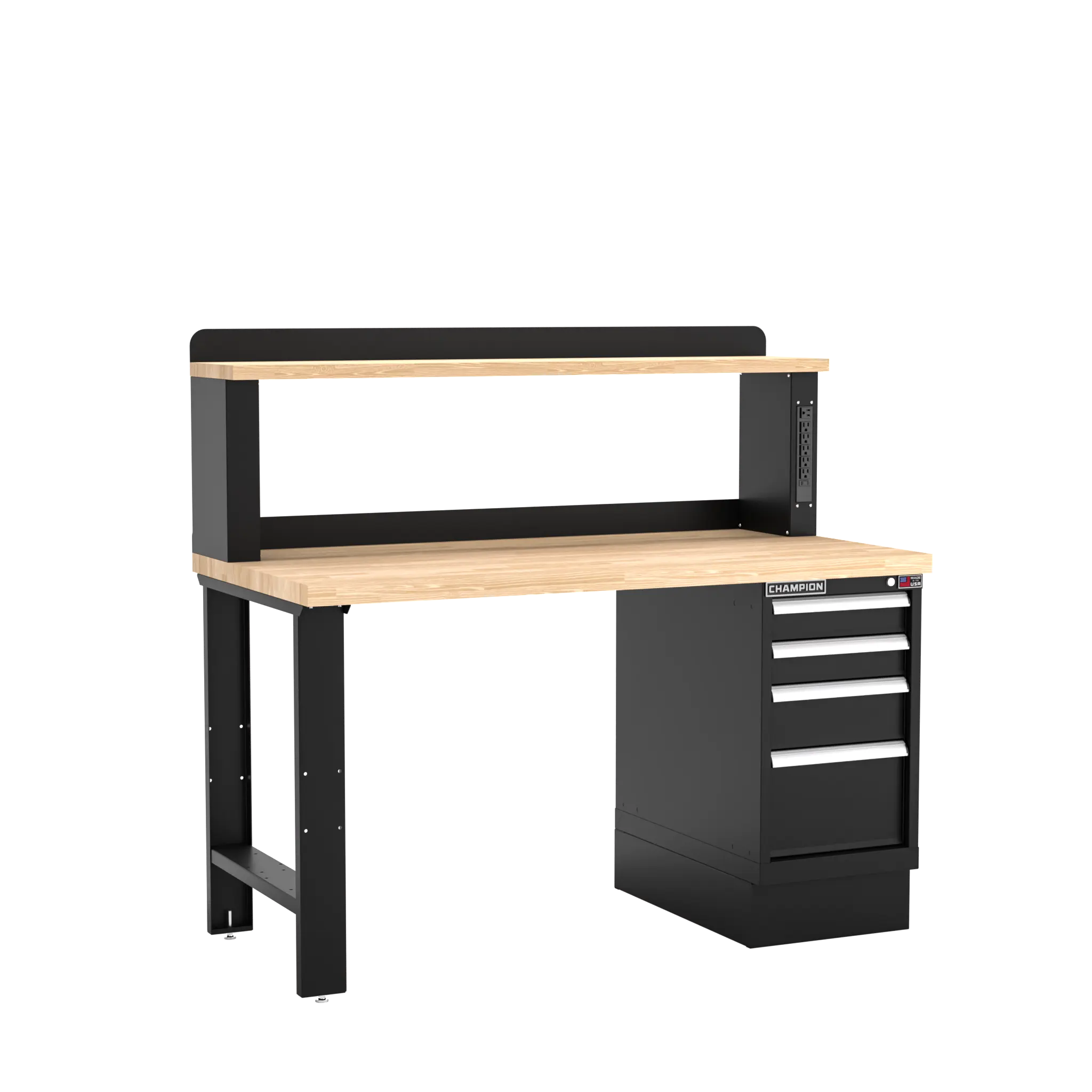 Champion Tool 12 Power Riser 4-Drawer Cabinet Workbench, 60 W x 35-1/4 H x 30 D in - CM WB202-B6030 Champion Tool Storage