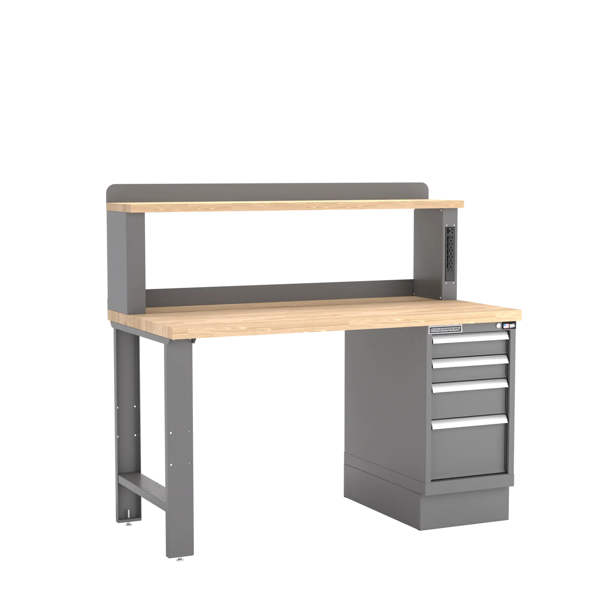 Champion Tool 12 Power Riser 4-Drawer Cabinet Workbench, 60 W x 35-1/4 H x 30 D in - CM WB202-B6030 Champion Tool Storage