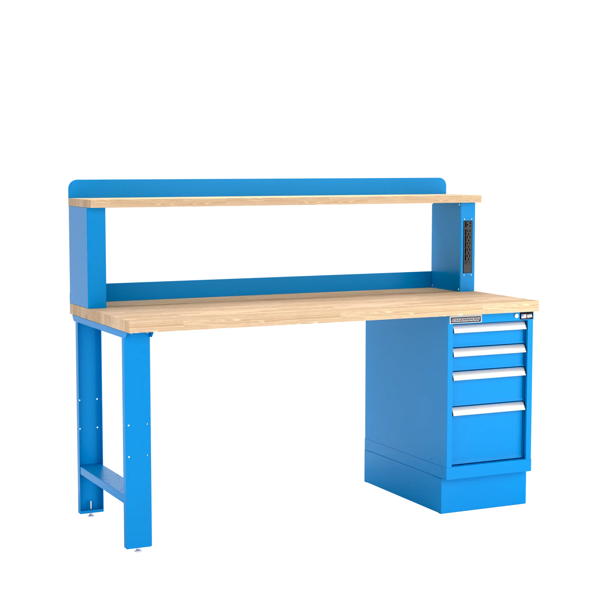 Champion Tool 12 Power Riser 4-Drawer Cabinet Workbench, 72 W x 35-1/4 H x 30 D in - CM WB202-B7230 Champion Tool Storage