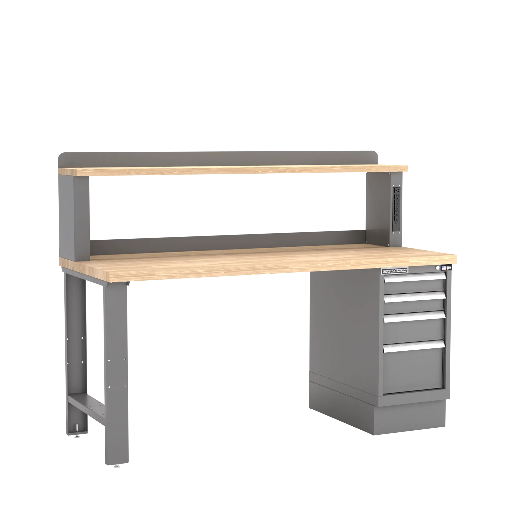 Champion Tool 12 Power Riser 4-Drawer Cabinet Workbench, 72 W x 35-1/4 H x 30 D in - CM WB202-B7230 Champion Tool Storage