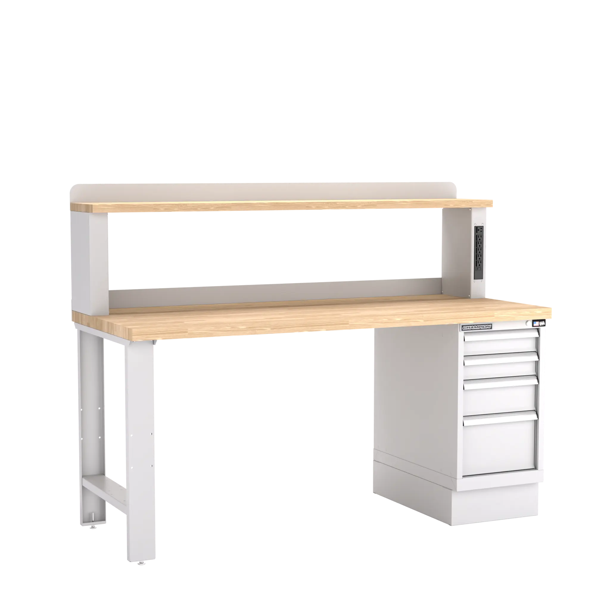Champion Tool 12 Power Riser 4-Drawer Cabinet Workbench, 72 W x 35-1/4 H x 30 D in - CM WB202-B7230 Champion Tool Storage