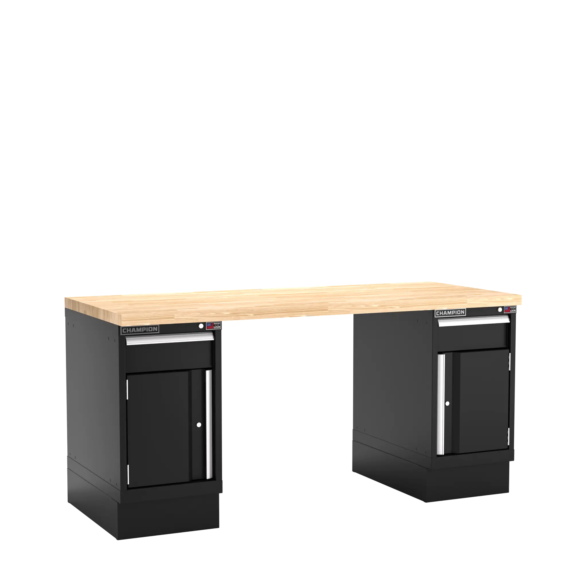 Champion Tool Industrial Workbench with Two Preconfigured 2-Drawer/Door Cabinets, 72 W x 35-1/4 H x 30 D in - CM WB700-B7230 Champion Tool Storage