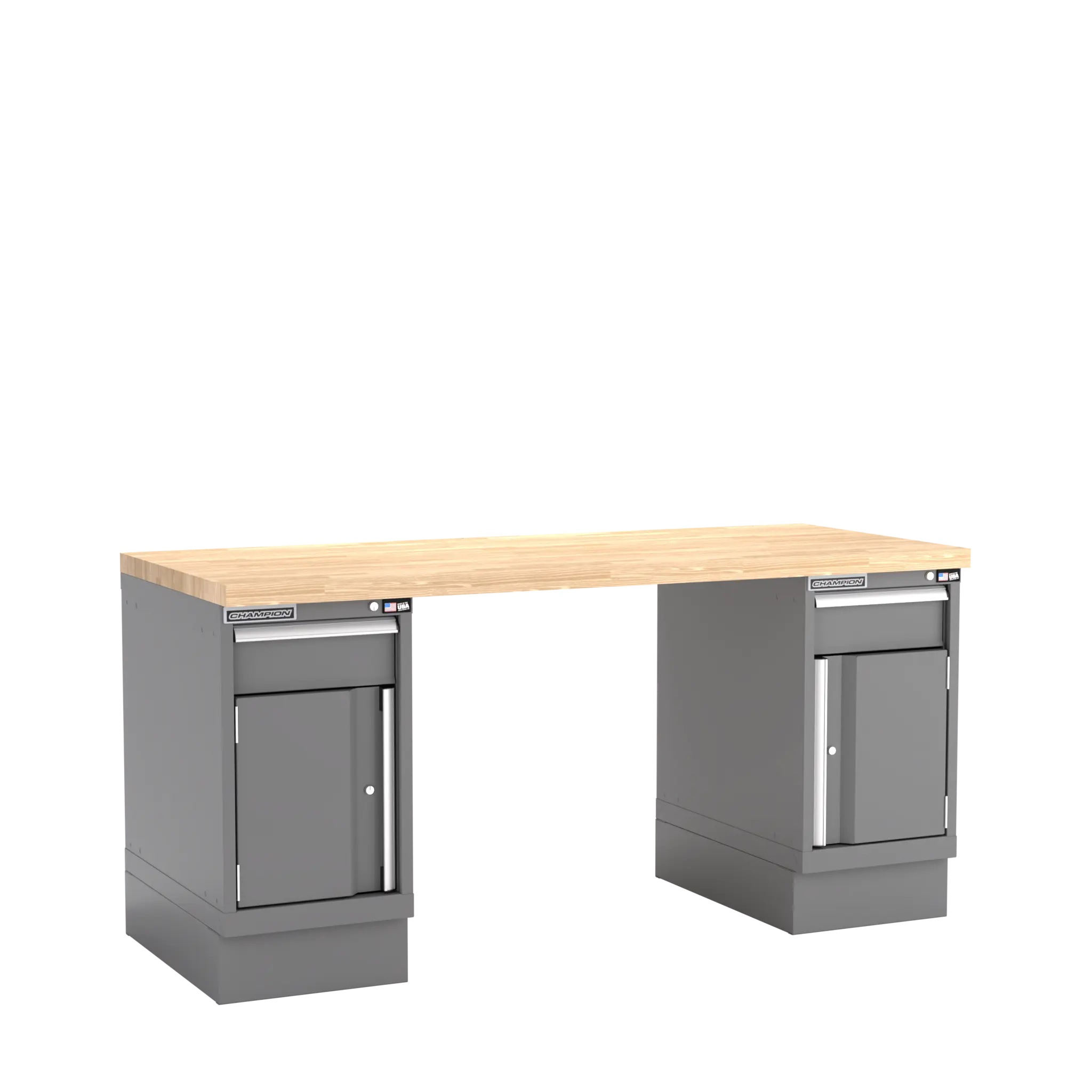Champion Tool Industrial Workbench with Two Preconfigured 2-Drawer/Door Cabinets, 72 W x 35-1/4 H x 30 D in - CM WB700-B7230 Champion Tool Storage
