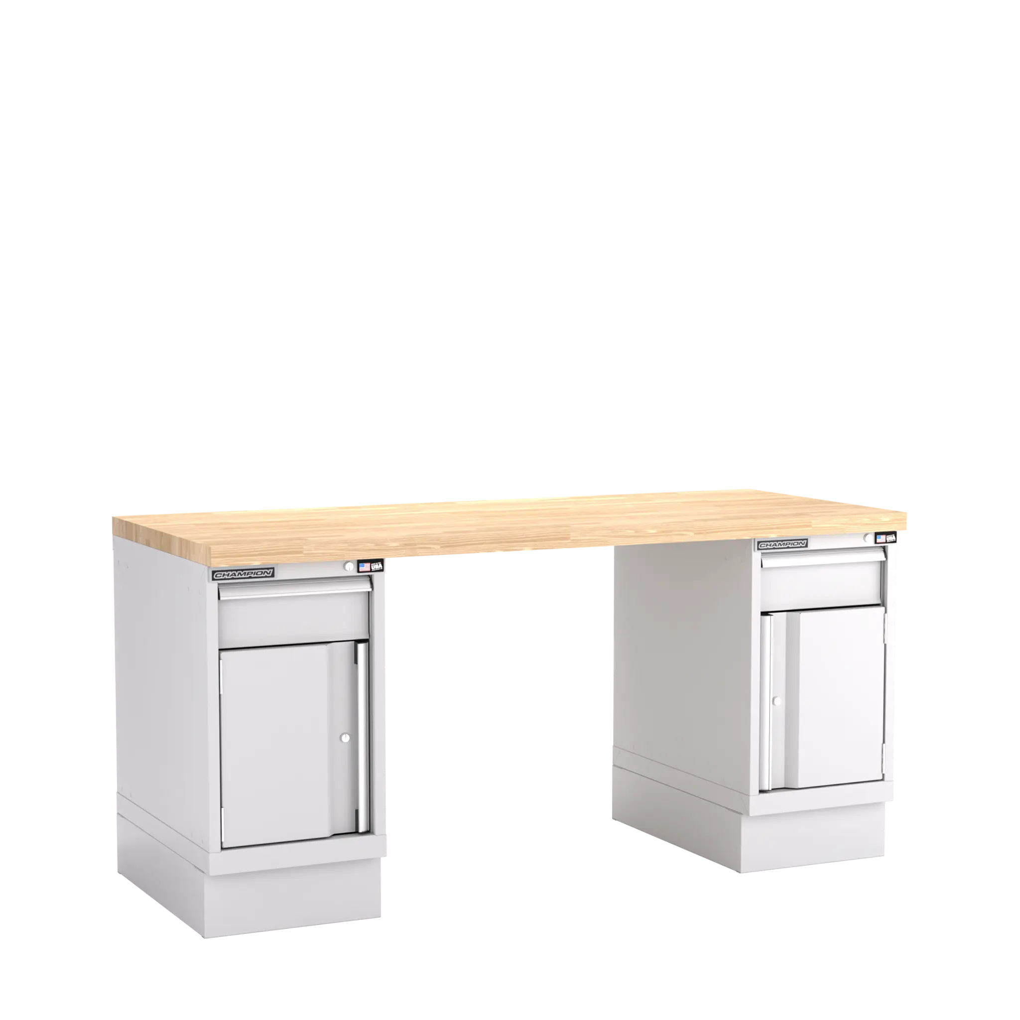 Champion Tool Industrial Workbench with Two Preconfigured 2-Drawer/Door Cabinets, 72 W x 35-1/4 H x 30 D in - CM WB700-B7230 Champion Tool Storage