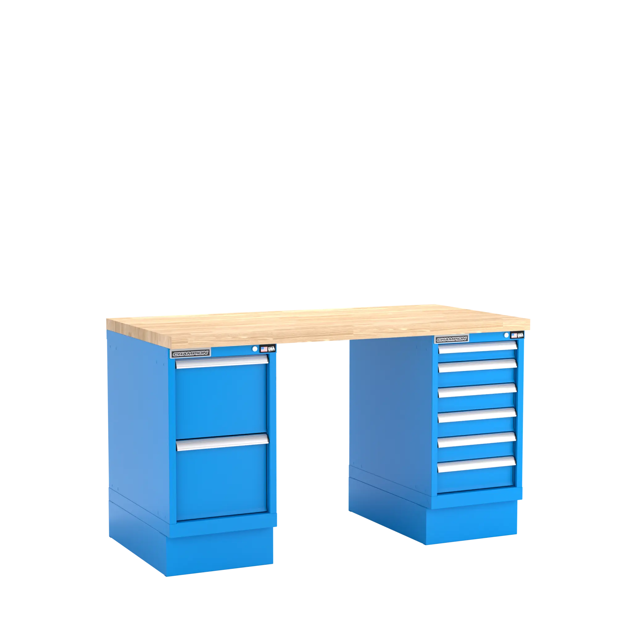 Champion Tool Industrial Workbench with Two Preconfigured 8-Drawer Cabinets, 60 W x 35-1/4 H x 30 D in - CM WB800-B6030 Champion Tool Storage