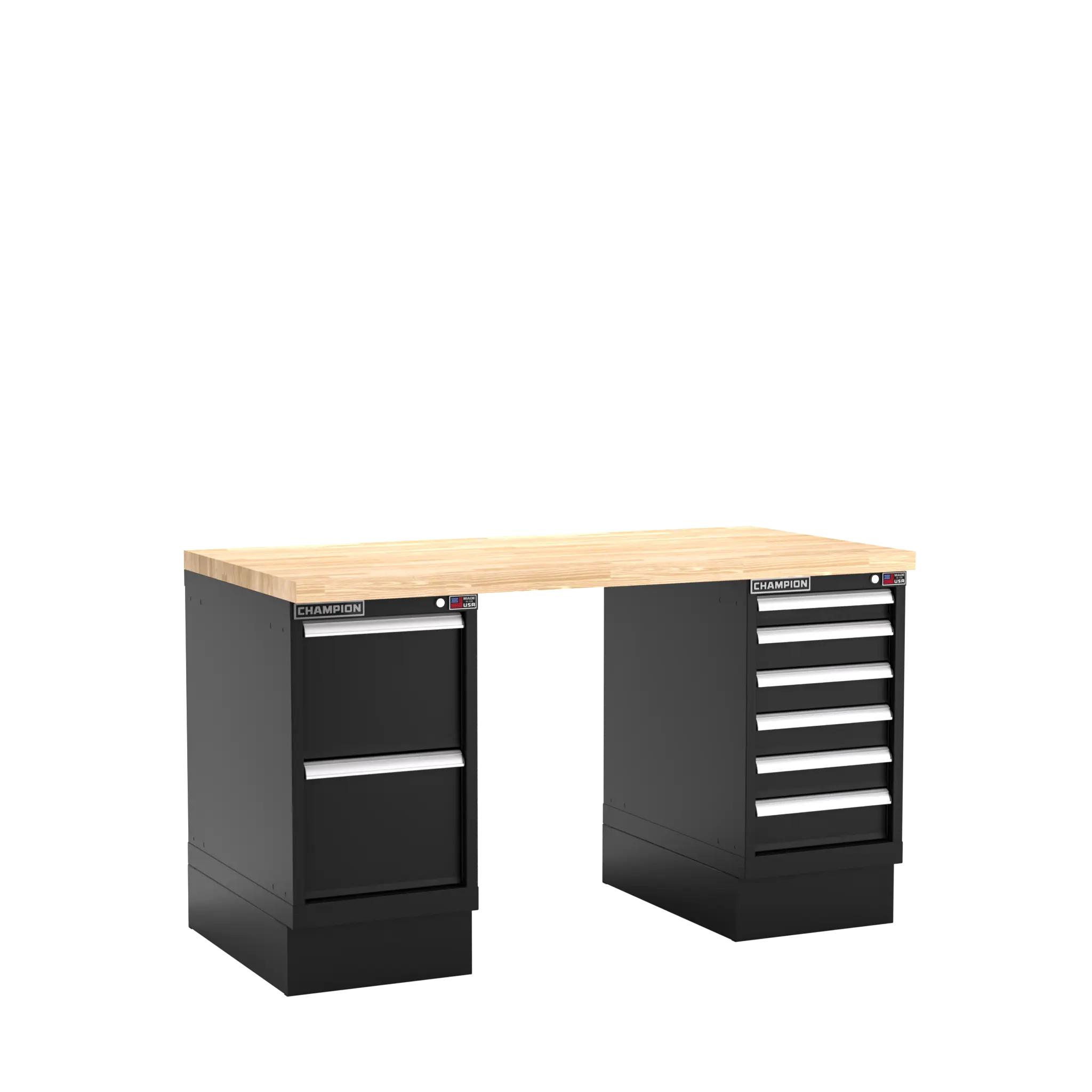 Champion Tool Industrial Workbench with Two Preconfigured 8-Drawer Cabinets, 60 W x 35-1/4 H x 30 D in - CM WB800-B6030 Champion Tool Storage