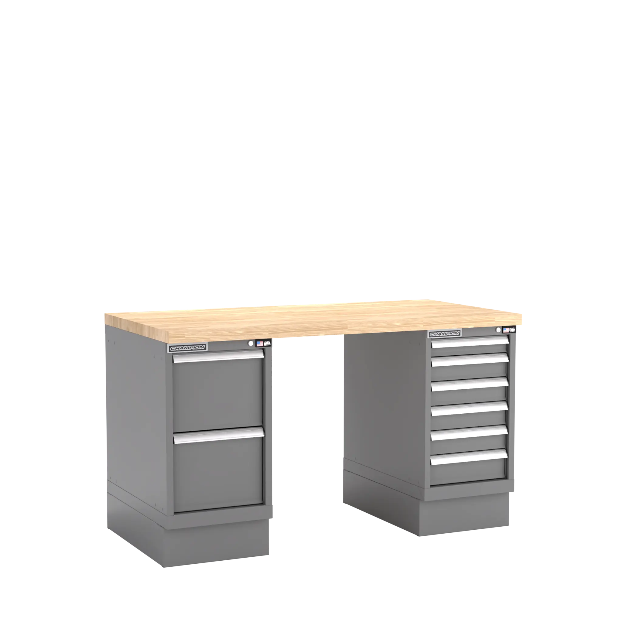 Champion Tool Industrial Workbench with Two Preconfigured 8-Drawer Cabinets, 60 W x 35-1/4 H x 30 D in - CM WB800-B6030 Champion Tool Storage