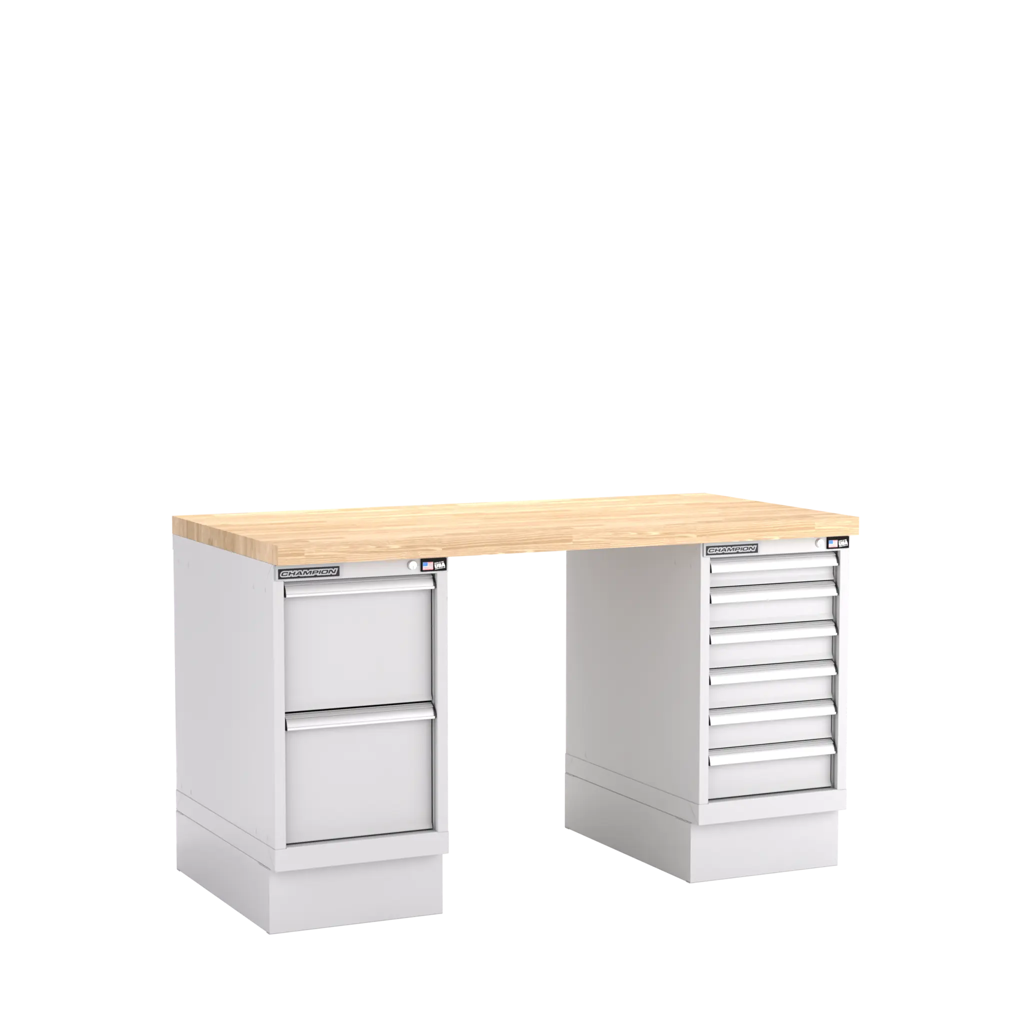 Champion Tool Industrial Workbench with Two Preconfigured 8-Drawer Cabinets, 60 W x 35-1/4 H x 30 D in - CM WB800-B6030 Champion Tool Storage