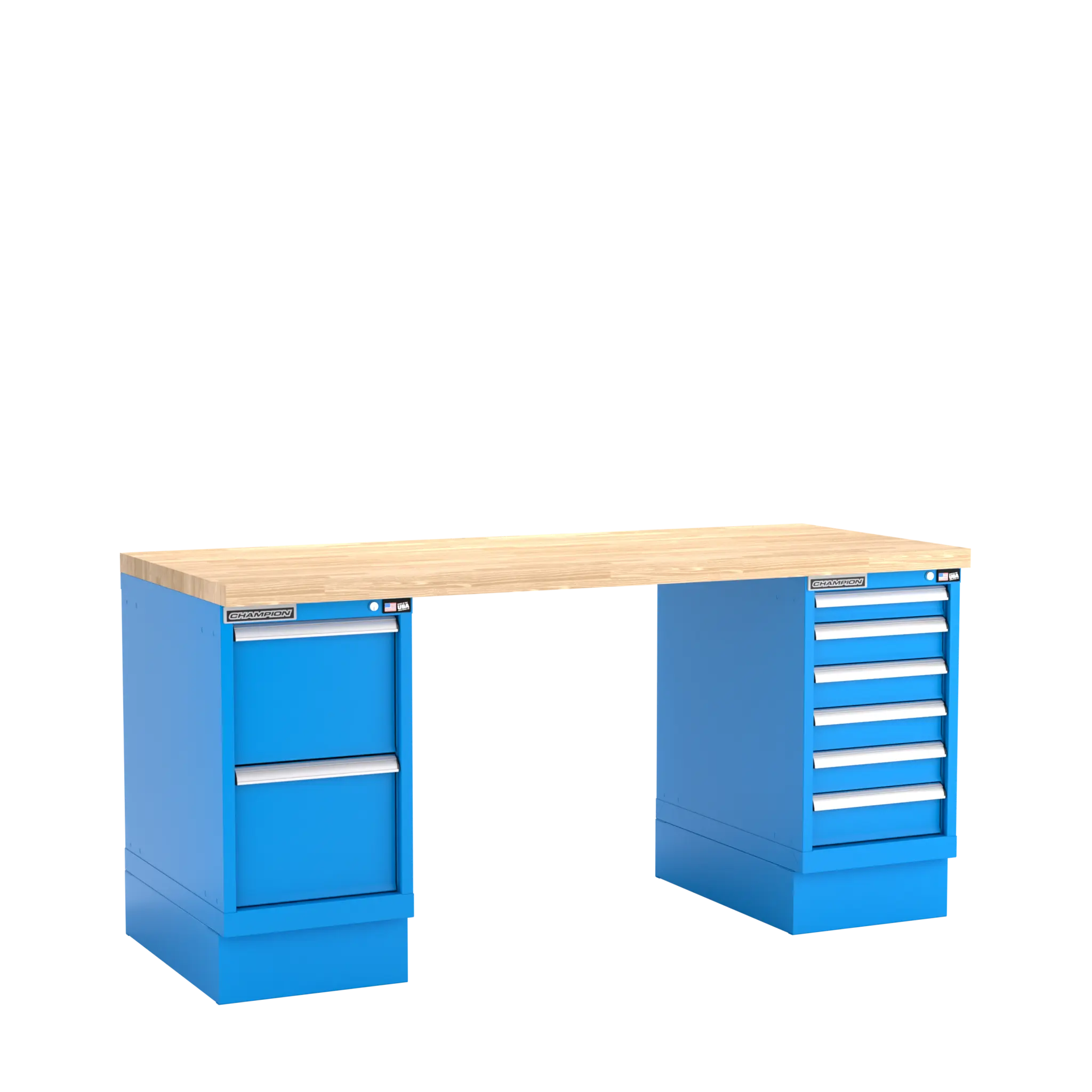 Champion Tool Industrial Workbench with Two Preconfigured 8-Drawer Cabinets, 72 W x 35-1/4 H x 30 D in - CM WB800-B7230 Champion Tool Storage
