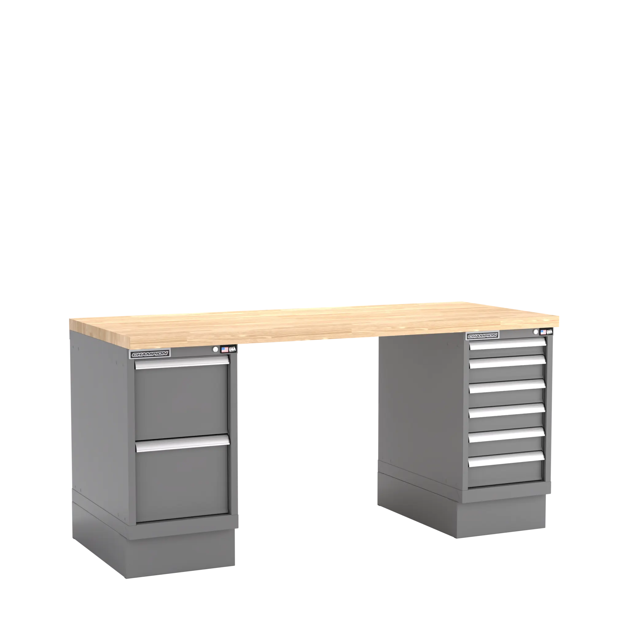 Champion Tool Industrial Workbench with Two Preconfigured 8-Drawer Cabinets, 72 W x 35-1/4 H x 30 D in - CM WB800-B7230 Champion Tool Storage