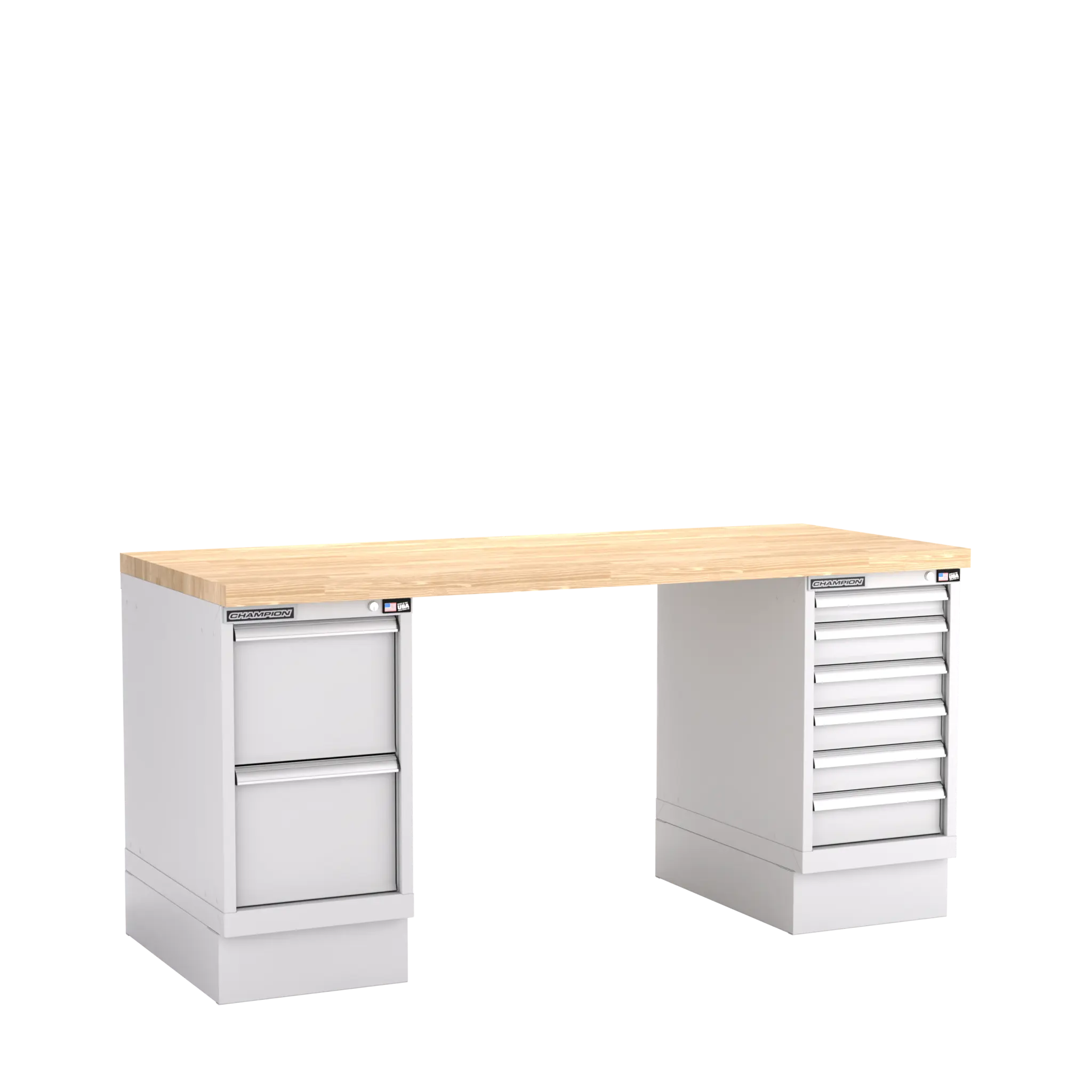 Champion Tool Industrial Workbench with Two Preconfigured 8-Drawer Cabinets, 72 W x 35-1/4 H x 30 D in - CM WB800-B7230 Champion Tool Storage