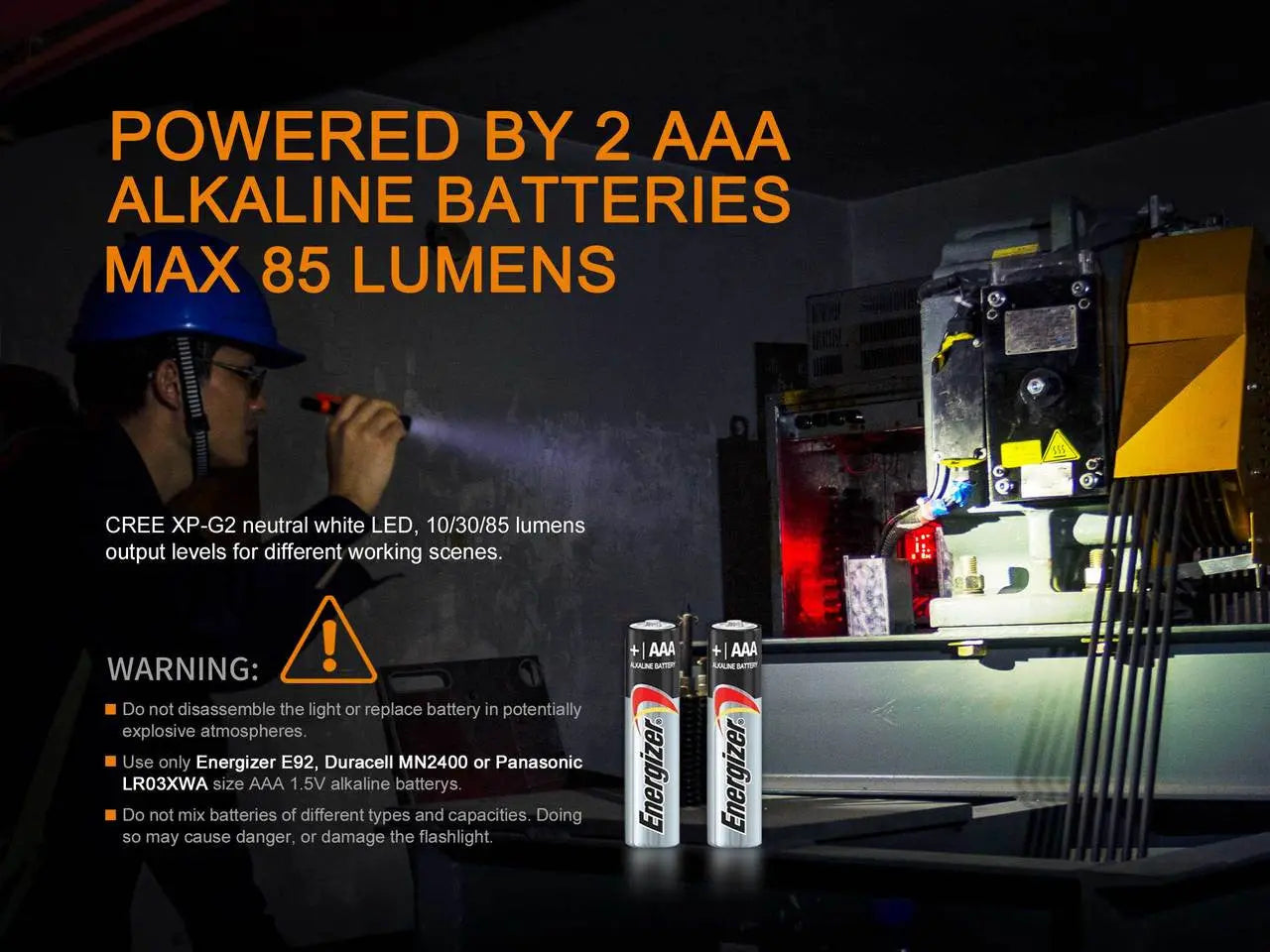 Fenix 85 Lumen AAA Intrinsically Safe Flashlight - F FX-WF05E Fenix