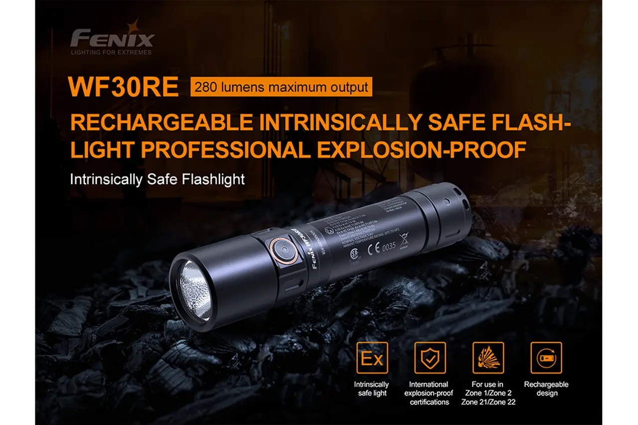 Fenix 280 Lumen Intrinsically Safe Rechargeable Flashlight - F FX-WF30RE Fenix
