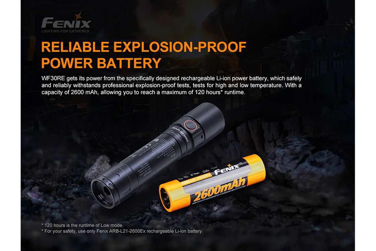 Fenix 280 Lumen Intrinsically Safe Rechargeable Flashlight - F FX-WF30RE Fenix