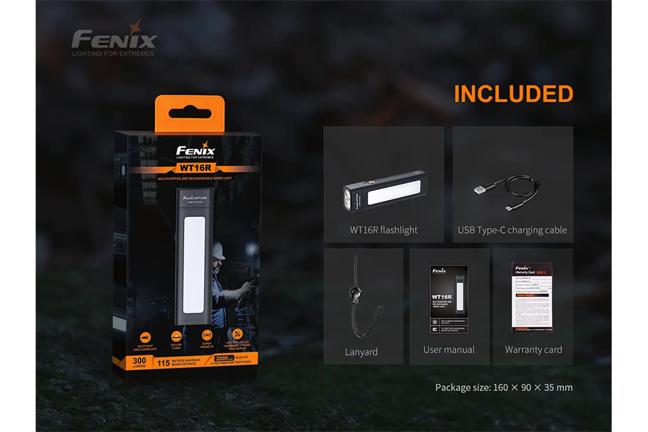 Fenix 300 Lumen Rechargeable Work Light - F FX-WT16R Fenix