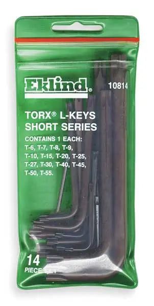 Eklind Set of 14 Short Torx L-Key with Pouch - EK 10814 Torx L-Key Set Eklind