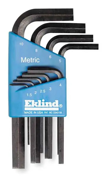 Eklind Set of 9 Bright Short Hexagon L-Key with Holder - EK 11509 Hexagon Key Set Eklind