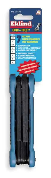 Eklind Set of 7 Ergo Fold-Up Hexagon Key with Handle - EK 25172 Hexagon Key Fold-Up Set Eklind