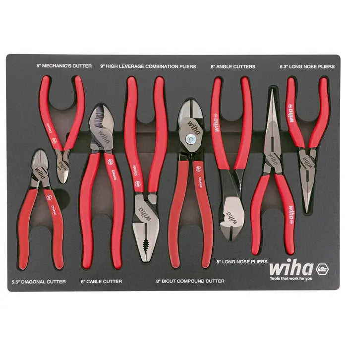 Wiha Set of 8 Classic Grip Pliers and Cutters with Tray - WI 34682 Wiha