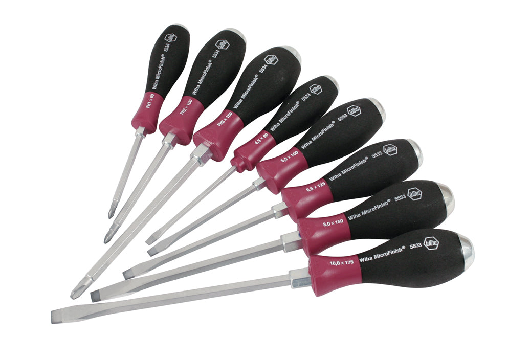 Wiha 53398, MicroFinish XHeavy Duty Sl/Ph 8Pc Set | Palmac Tool Company ...