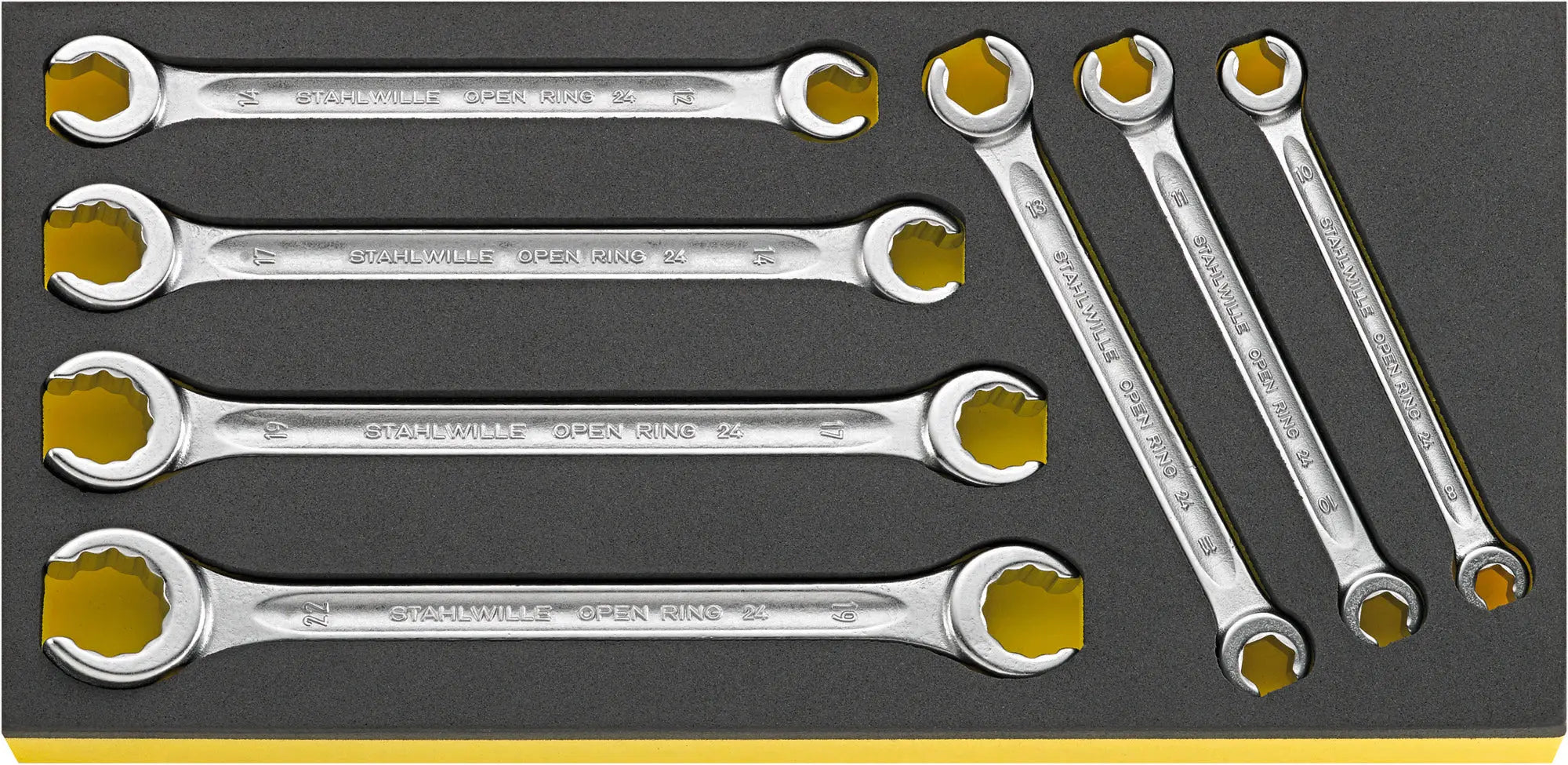 Stahlwille Set of 7 Double Open Ended Ring Wrench with TCS Insert, 8 x 10 - 19 x 22 - ST 96838758 Stahlwille
