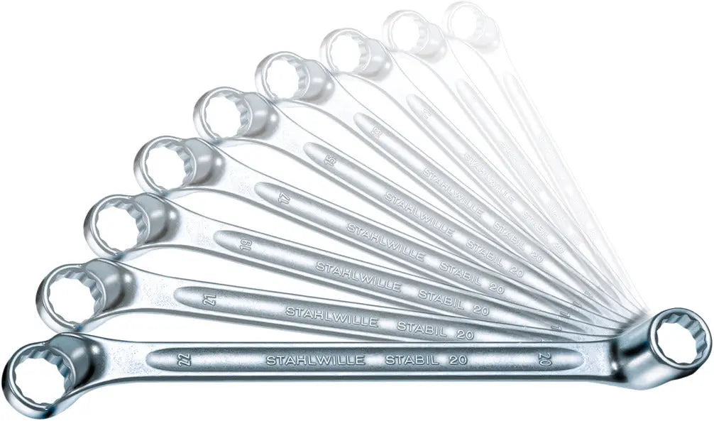 Stahlwille Set of 8 Double Ended Ring Wrench, 75 degree, 6 x 7 - 20 x 22 - ST 96410405 Stahlwille