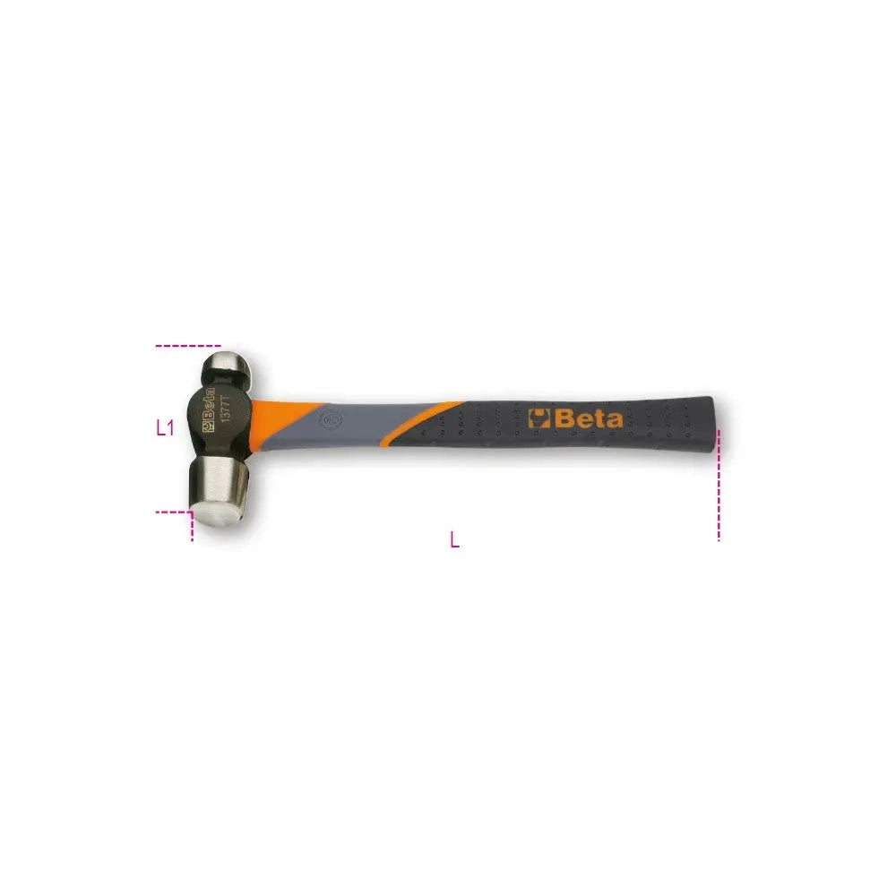 Beta Tools (Article# 1377 340) 12 oz Ball Pein Hammer with Fiberglass Handle, OAL 330mm - BT 13770534 Beta Tools