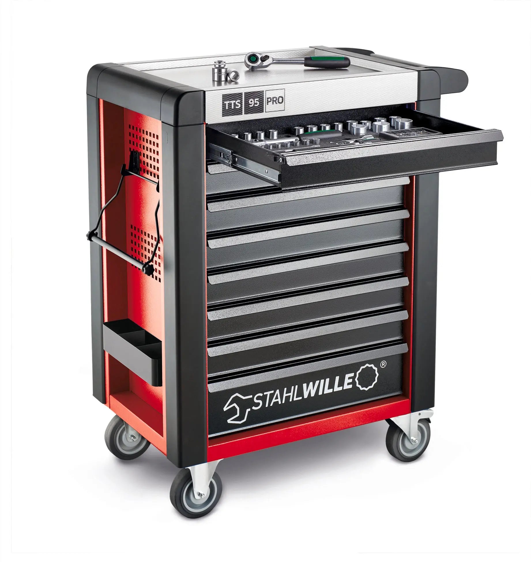 Stahlwille 8-Drawer Red and Black Tool Trolley, Load Capacity 750 Kg - ST 81200168 Stahlwille