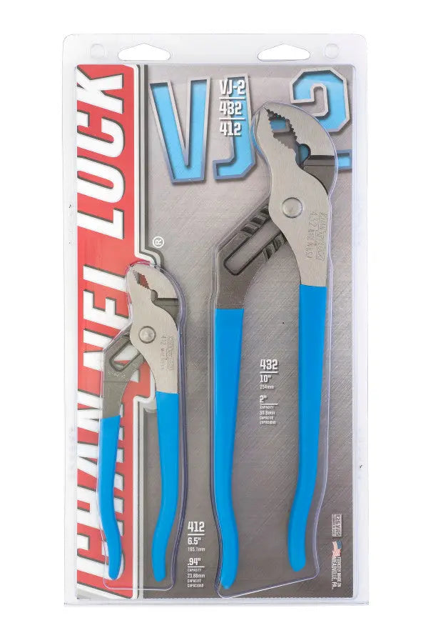 Channellock Set of 2 V-Jaw Tongue and Groove Pliers, 6.5, 10 in - CL VJ-2 Plier Set Channellock