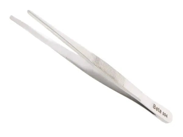 Beta Tools (Article# 994 150) Stainless Steel Bright Finish Straight Large Knurled Point Spring Tweezer - BT 009940001 