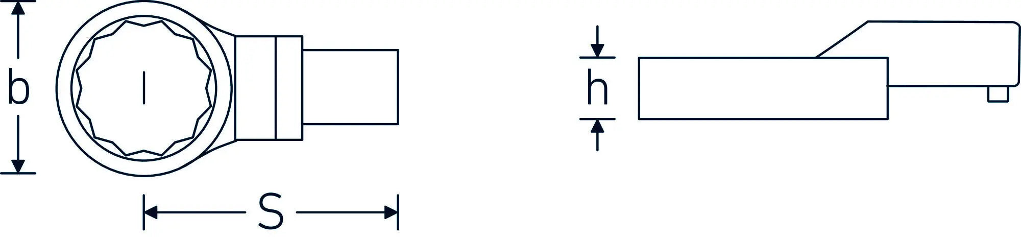 Stahlwille Ring Ended Insert Tool, 9/16 in, 9 x 12mm, 22.5mm Width - ST 58621034 Stahlwille